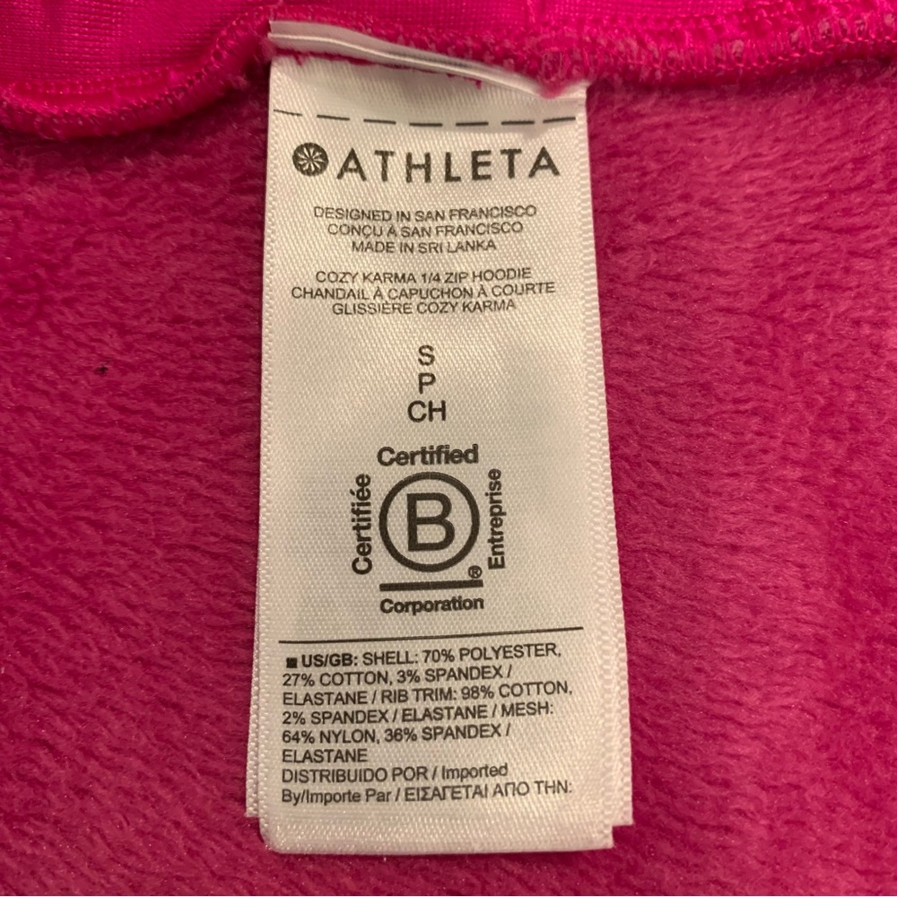 Athleta Cozy Karma 1/4 Zip Pullover Plush Fleece Bright Fuschia Hot Pink Small - Picture 6 of 14